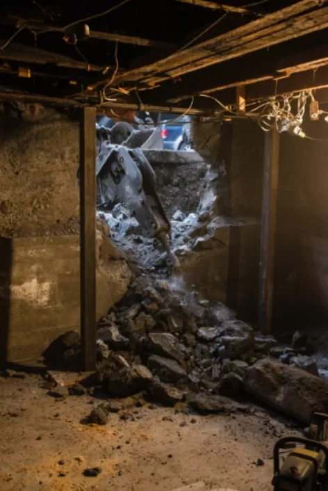 Travaux d’excavation sous une fondation